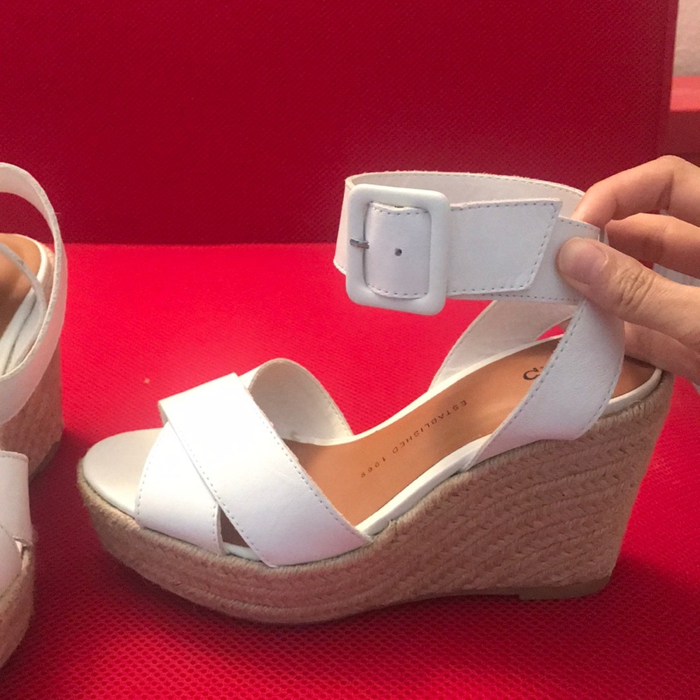 Gap white cork wedge espadrilles, size 6